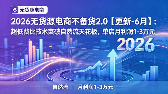 2026无货源电商不备货2.0【更新-6月】：超低费比技术突破自然流天花板，单店月利润1-3万元-shxbox省心宝盒