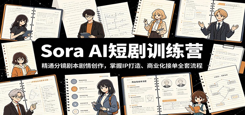 Sora AI短剧训练营：精通分镜剧本剧情创作，掌握IP打造、商业化接单全套流程-shxbox省心宝盒