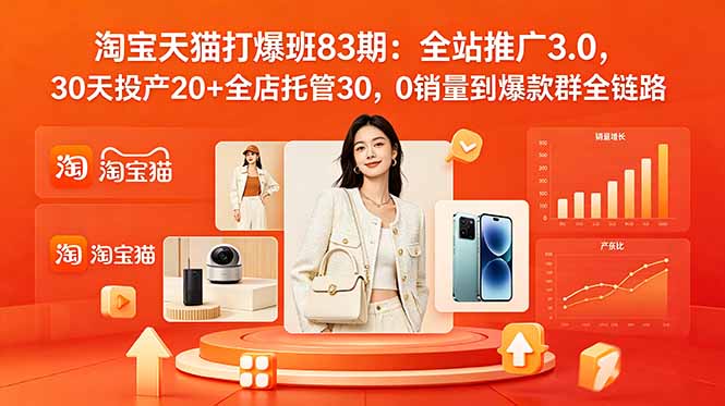 2026淘宝天猫打爆班83期：全站推广3.0，30天投产20+全店托管30，0销量到爆款群全链路-shxbox省心宝盒