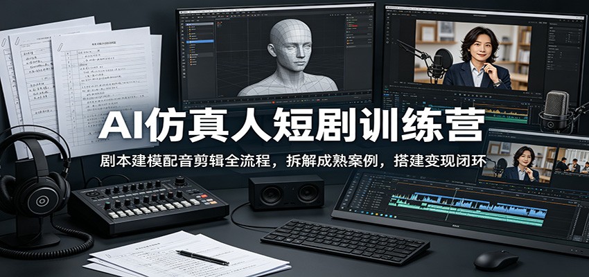 AI仿真人短剧训练营：剧本建模配音剪辑全流程，拆解成熟案例，搭建变现闭环-shxbox省心宝盒