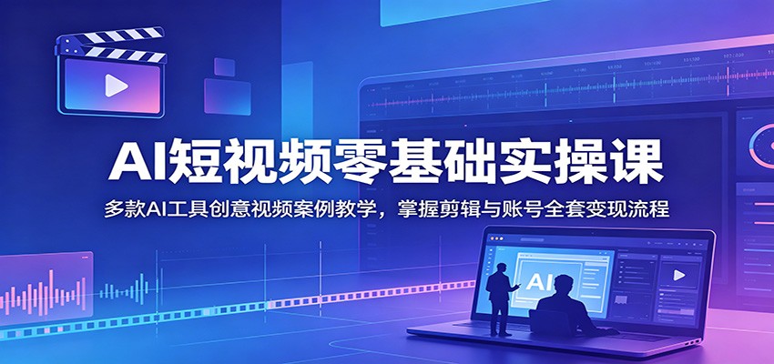 AI短视频零基础实操课：多款AI工具创意视频案例教学，掌握剪辑与账号全套变现流程-shxbox省心宝盒