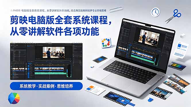 剪映电脑版全套系统课程，从零讲解软件各项功能，结合海量实战案例培养专业剪辑思维-shxbox省心宝盒