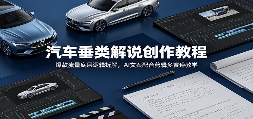 汽车垂类解说创作教程：爆款流量底层逻辑拆解，AI文案配音剪辑多赛道教学-shxbox省心宝盒