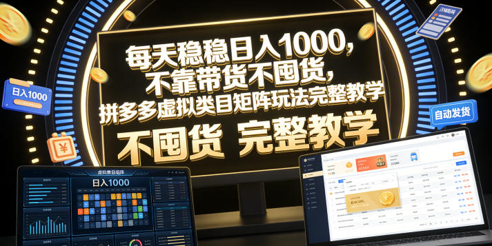 每天稳稳日入1000，不靠带货不囤货，拼多多虚拟类目矩阵玩法完整教学【揭秘】-shxbox省心宝盒