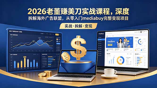 2026老董赚美刀实战课程，深度拆解海外广告联盟，从零入门mediabuy完整变现项目-shxbox省心宝盒