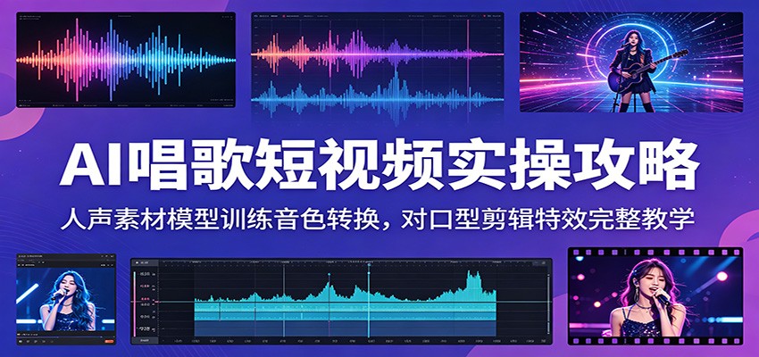 AI唱歌短视频实操攻略：人声素材模型训练音色转换，对口型剪辑特效完整教学-shxbox省心宝盒