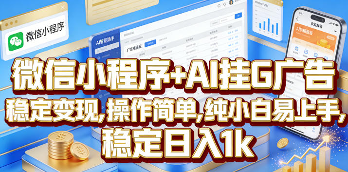 微信小程序+AI挂G广告，稳定变现，操作简单，纯小白易上手，稳定日入1k【揭秘】-shxbox省心宝盒
