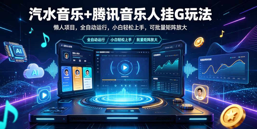 汽水音乐+腾讯音乐人挂G玩法，懒人项目，全自动运行，小白轻松上手，可批量矩阵放大【揭秘】-shxbox省心宝盒