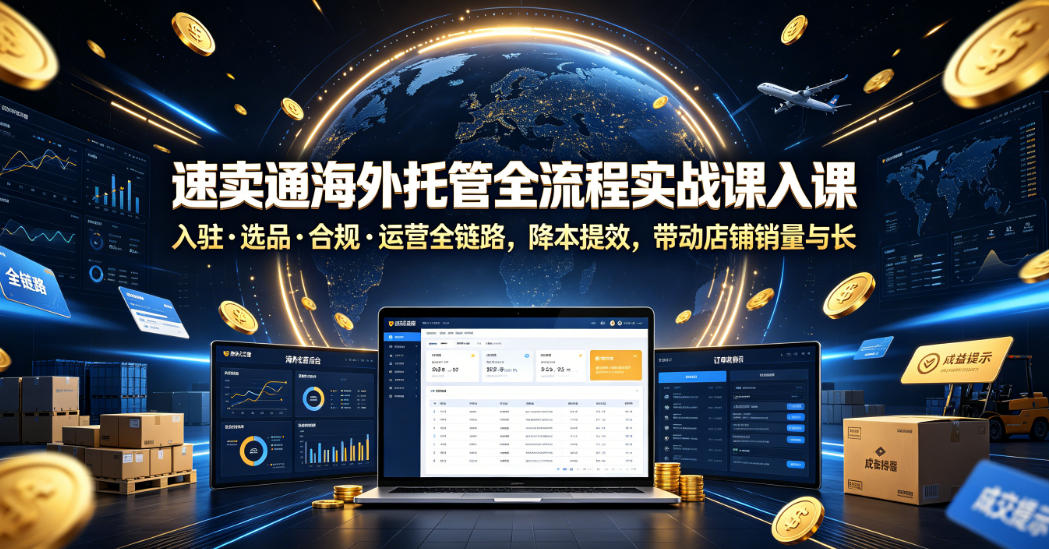 速卖通海外托管全流程实战课入驻・选品・合规・运营全链路，降本提效，带动店铺销量与收益增长-shxbox省心宝盒