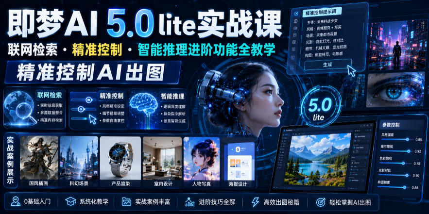 即梦AI 5.0 lite实战课，联网检索・精准控制・智能推理进阶功能全教学，精准控制AI出图-shxbox省心宝盒
