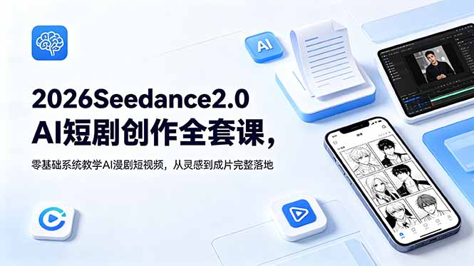 2026Seedance2.0AI短剧创作全套课，零基础系统教学AI漫剧短视频，从灵感到成片完整落地-shxbox省心宝盒