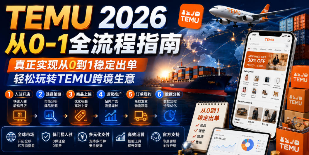 TEMU 2026从0-1全流程指南，真正实现从0到1稳定出单，轻松玩转TEMU跨境生意-shxbox省心宝盒