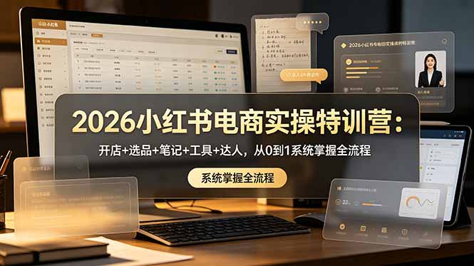 2026小红书电商实操特训营：开店+选品+笔记+工具+达人，从0到1系统掌握全流程-shxbox省心宝盒