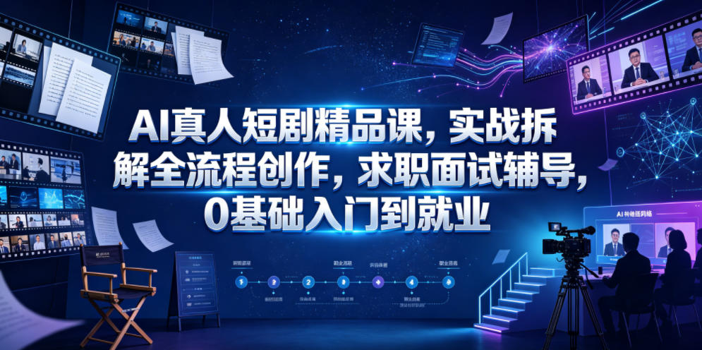 AI真人短剧精品课，实战拆解全流程创作，求职面试辅导，0基础入门到就业-shxbox省心宝盒