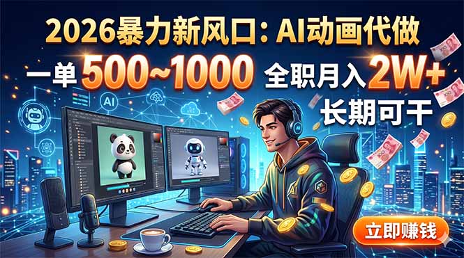 2026暴力新风口：AI动画代做，一单500~1000，全职月入2W+，长期可干-shxbox省心宝盒
