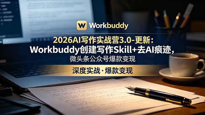 2026AI写作实战营3.0-更新：Workbuddy创建写作Skill+去AI痕迹，微头条公众号爆款变现-shxbox省心宝盒