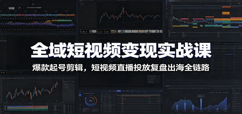 全域短视频变现实战课：爆款起号剪辑，短视频直播投放复盘出海全链路-shxbox省心宝盒