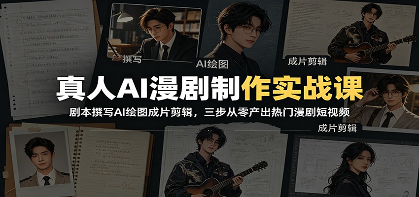真人AI漫剧制作实战课：剧本撰写AI绘图成片剪辑，三步从零产出热门漫剧短视频-shxbox省心宝盒
