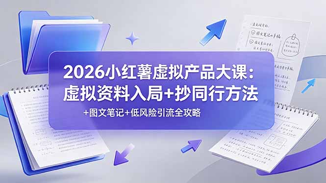 2026小红薯虚拟产品大课：虚拟资料入局+抄同行方法+图文笔记+低风险引流全攻略-shxbox省心宝盒