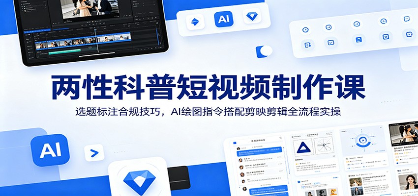 两性科普短视频制作课：选题标注合规技巧，AI绘图指令搭配剪映剪辑全流程实操-shxbox省心宝盒