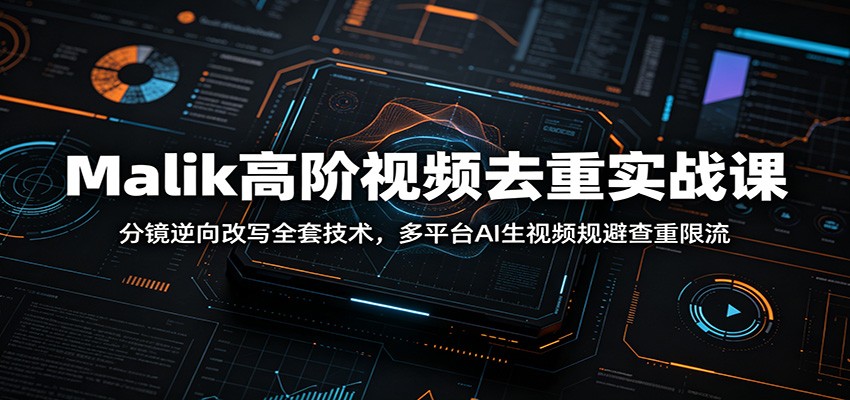 Malik高阶视频去重实战课：分镜逆向改写全套技术，多平台AI生视频规避查重限流-shxbox省心宝盒