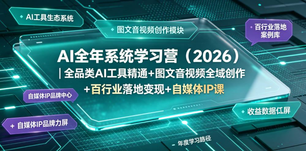 AI全年系统学习营(2026)｜全品类AI工具精通+图文音视频全域创作+百行业落地变现+自媒体IP打造年度进阶大课-shxbox省心宝盒
