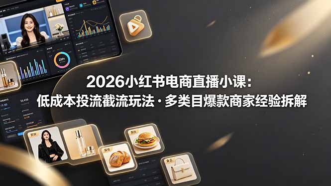 2026小红书电商直播小课，低成本投流截流玩法，多类目爆款商家经验完整拆解教学-shxbox省心宝盒