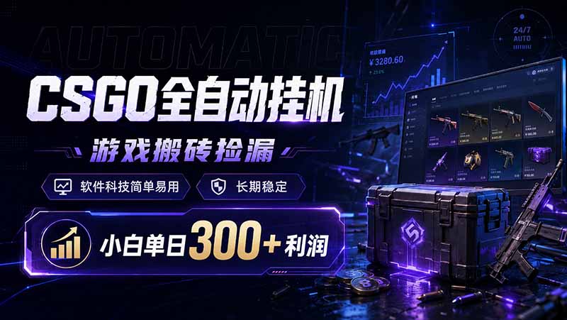 CSGO全自动挂机，游戏搬砖捡漏，软件科技简单易用，长期稳定，小白单日300+利润-shxbox省心宝盒