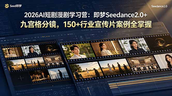 2026AI短剧漫剧学习营：即梦Seedance2.0+九宫格分镜，150+行业宣传片案例全掌握-shxbox省心宝盒