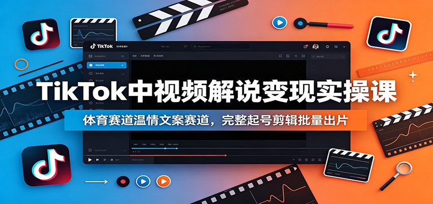 TikTok中视频解说变现实操课：体育赛道温情文案赛道，完整起号剪辑批量出片-shxbox省心宝盒