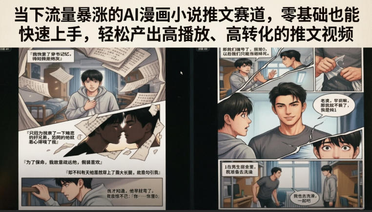 当下流量暴涨的AI漫画小说推文赛道，零基础也能快速上手，轻松产出高播放、高转化的推文视频-shxbox省心宝盒