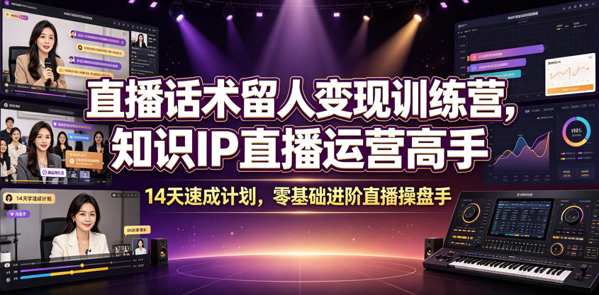 直播话术留人变现训练营，知识IP直播运营高手，14天速成计划，零基础进阶直播操盘手-shxbox省心宝盒