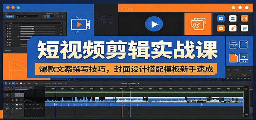 短视频剪辑实战课：爆款文案撰写技巧，封面设计搭配模板新手速成-shxbox省心宝盒