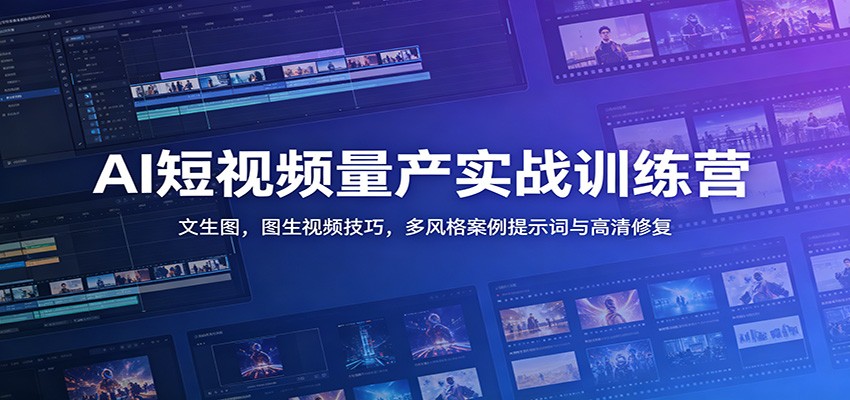 AI短视频量产实战训练营：文生图，图生视频技巧，多风格案例提示词与高清修复-shxbox省心宝盒
