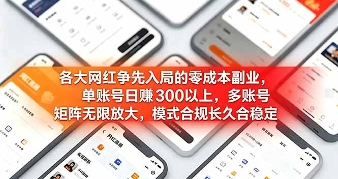 各大网红争先入局的零成本副业，单账号日赚 300 以上，多号矩阵可放大，模式合规长久稳定！-shxbox省心宝盒