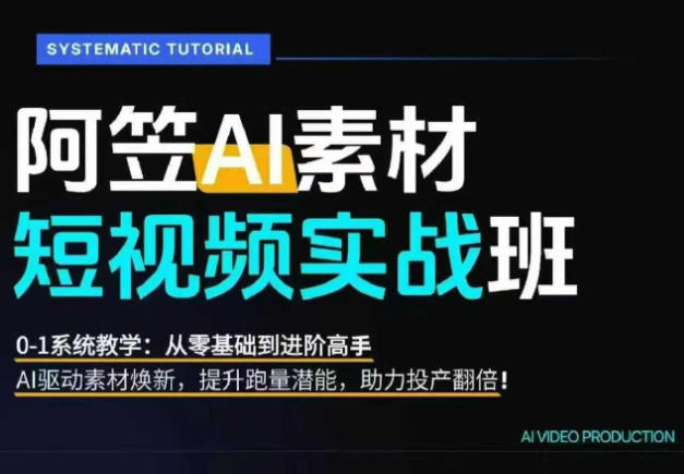AI视频素材实战班，0-1系统教学，从零基础到进阶高手AI驱动素材焕新，提升跑量潜能，助力投产翻倍-shxbox省心宝盒
