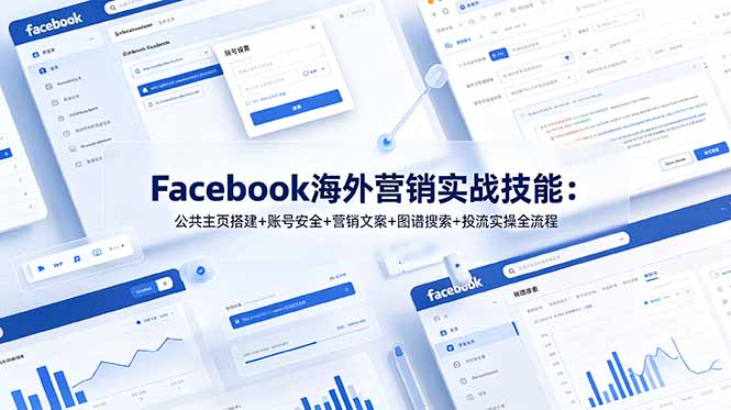 Facebook海外营销实战技能：公共主页搭建+账号安全+营销文案+图谱搜索+投流实操全流程-shxbox省心宝盒