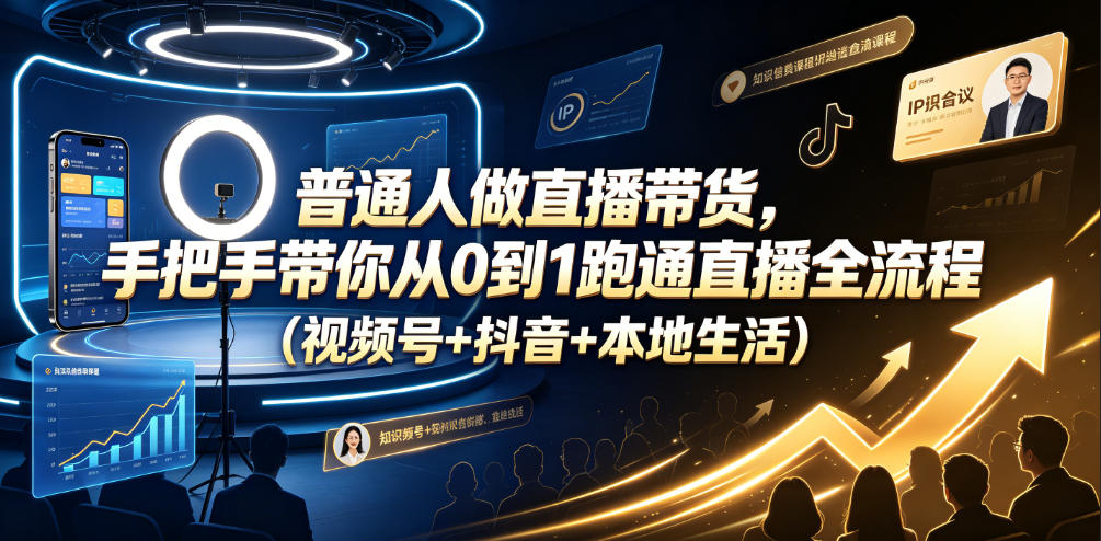 普通人做直播带货，手把手带你从0到1跑通直播全流程(视频号+抖音+本地生活)-shxbox省心宝盒