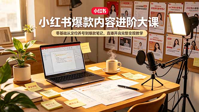小红书爆款内容进阶大课，零基础从定位养号到爆款笔记，直播开店完整变现教学-shxbox省心宝盒