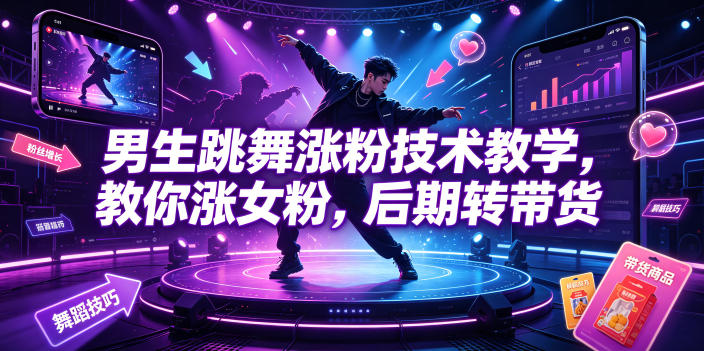 男生跳舞涨粉技术教学，教你涨女粉，后期转带货-shxbox省心宝盒