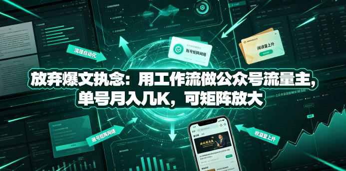 放弃爆文执念：用工作流做公众号流量主，单号月入几K，可矩阵放大-shxbox省心宝盒