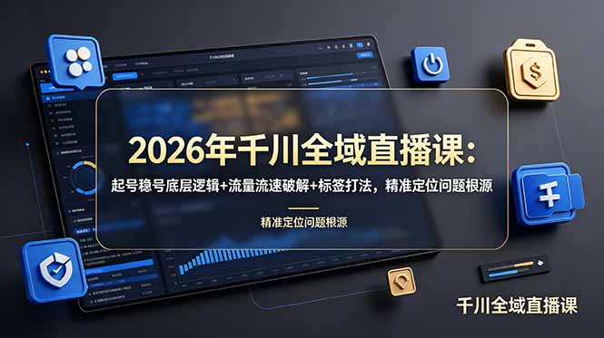 2026年千川全域直播课：起号稳号底层逻辑+流量流速破解+标签打法，精准定位问题根源-shxbox省心宝盒