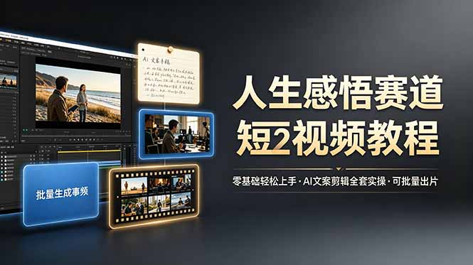 人生感悟赛道短视频教程，零基础轻松上手，AI文案剪辑全套实操可批量出片-shxbox省心宝盒