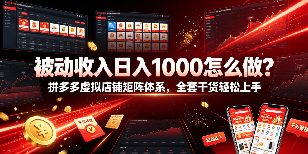 被动收入日入1000怎么做？拼多多虚拟店铺矩阵体系，全套干货轻松上手【揭秘】-shxbox省心宝盒