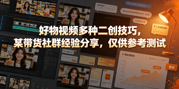 好物视频多种二创技巧，某带货社群经验分享，仅供参考测试-shxbox省心宝盒