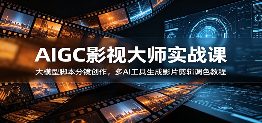 AIGC影视大师实战课：大模型脚本分镜创作，多AI工具生成影片剪辑调色教程-shxbox省心宝盒