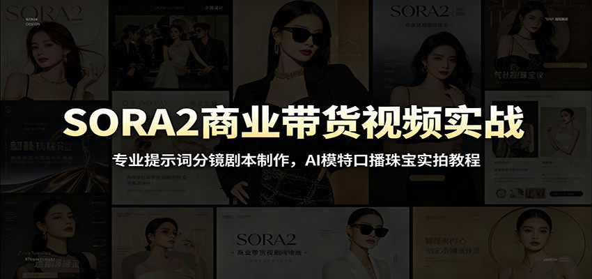 SORA2商业带货视频实战：专业提示词分镜剧本制作，AI模特口播珠宝实拍教程-shxbox省心宝盒
