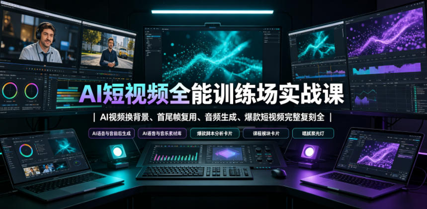 AI短视频全能训练场实战课｜AI视频换背景、首尾帧复用、音频生成、爆款短视频完整复刻全套实操教学-shxbox省心宝盒