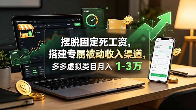 摆脱固定死工资，搭建专属被动收入渠道，多多虚拟类目月入 1-3 万-shxbox省心宝盒