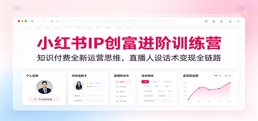 小红书IP创富进阶训练营：知识付费全新运营思维，直播人设话术变现全链路-shxbox省心宝盒